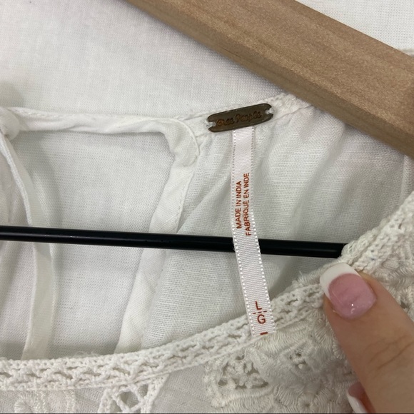 Free People Little Wings Lace Tunic Dress White Linen Beach Summer Peasant Large - Picture 6 of 10